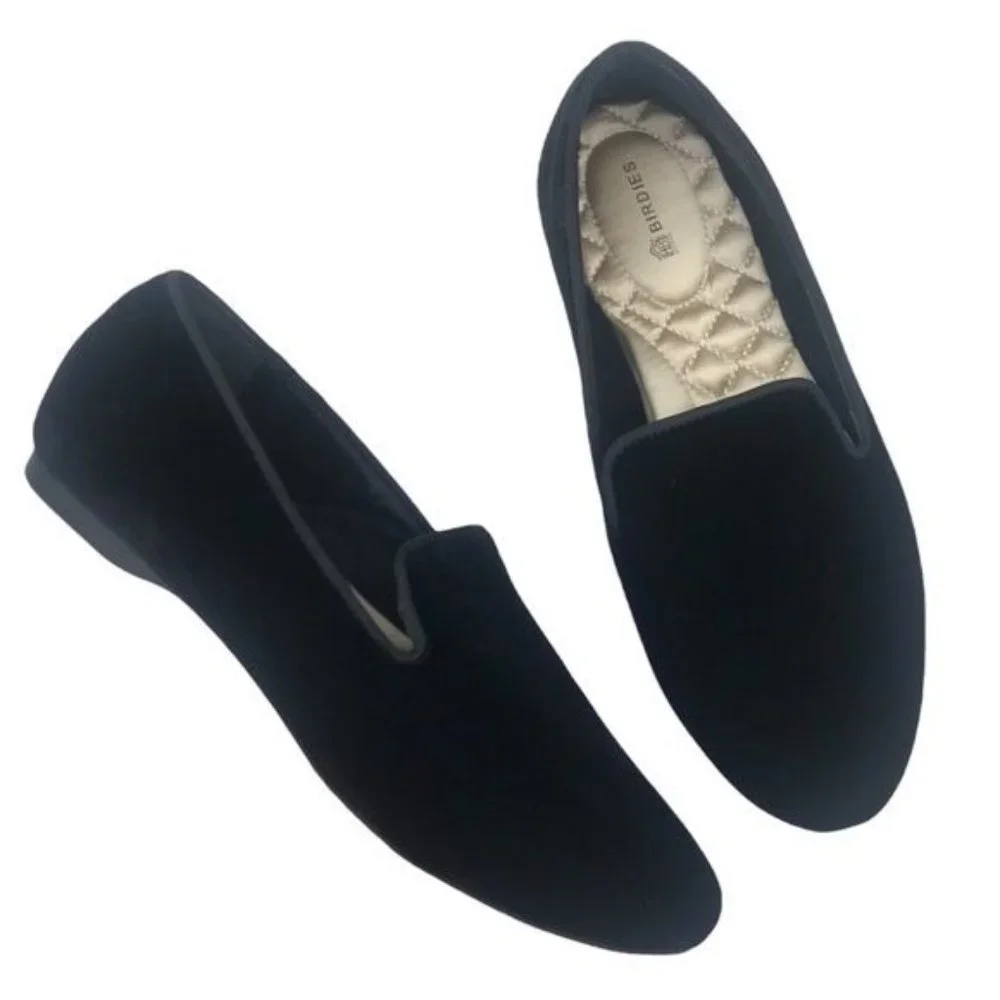 Birdies Black Velvet The Starling Flats Slip Ons